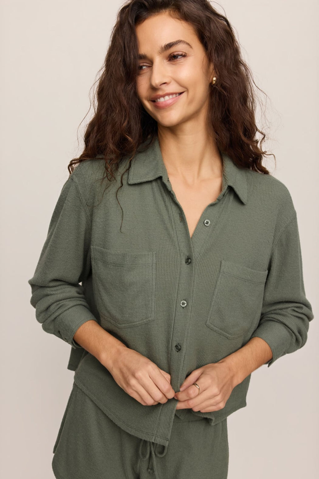 Z Supply Lounge Waffle Shirt in Monstera