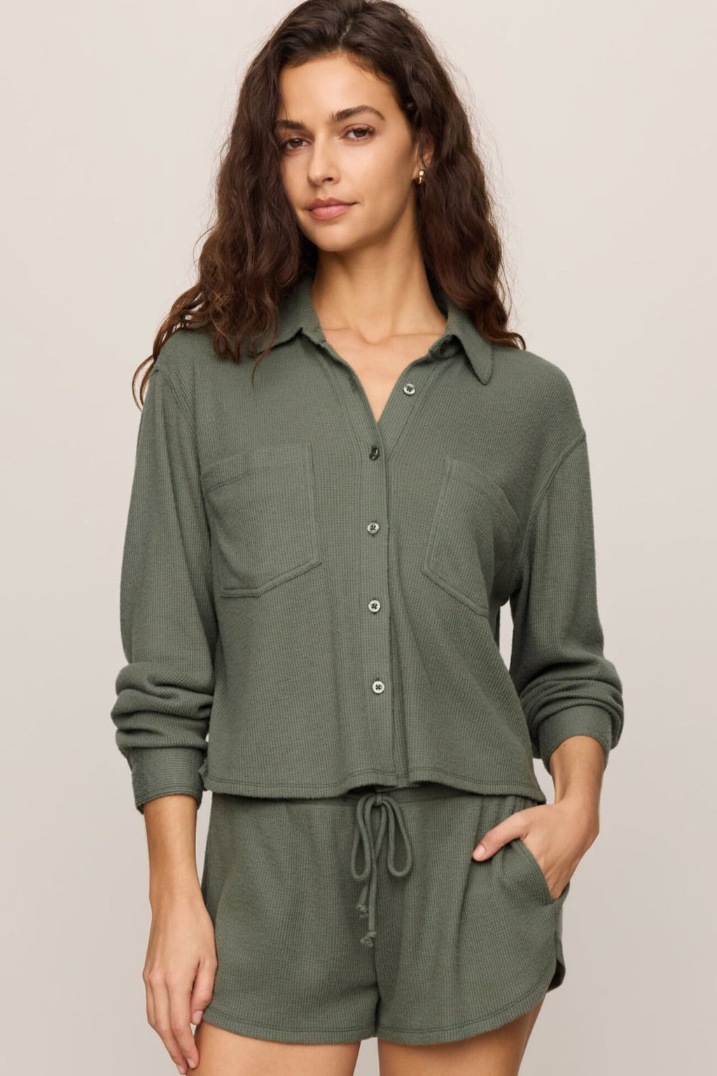 Z Supply Lounge Waffle Shirt in Monstera