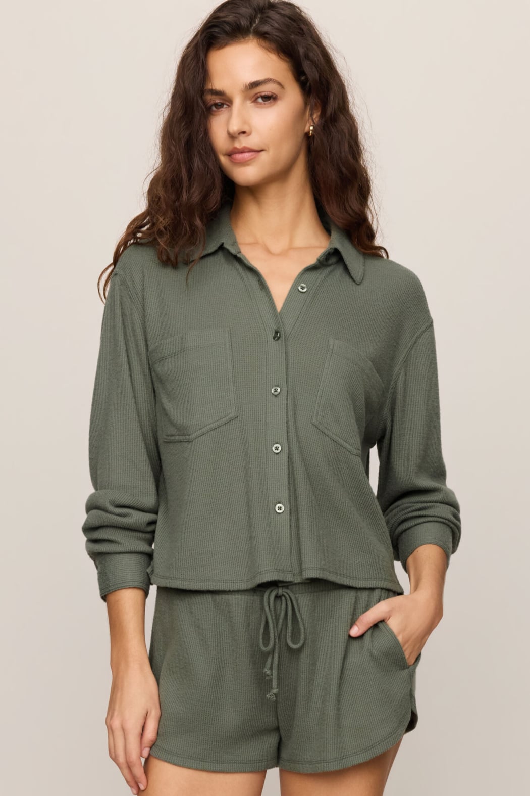 Z Supply Lounge Waffle Shirt in Monstera